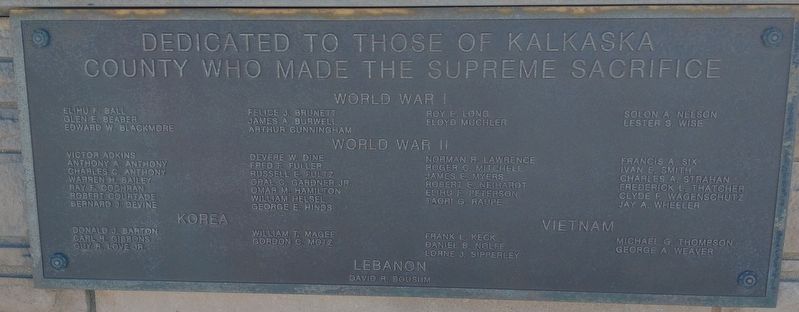 Kalkaska County Veterans Memorial. Click for full size. Kalkaska County Veterans Memorial image. Click for full size.