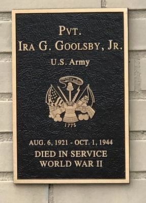 Pvt. Ira G. Goolsby, Jr. Marker image. Click for full size.