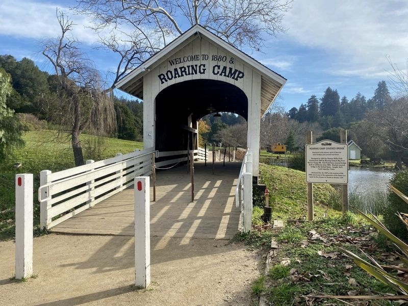 Roaring Camp Covered Bridge and Marker image. Click for full size.