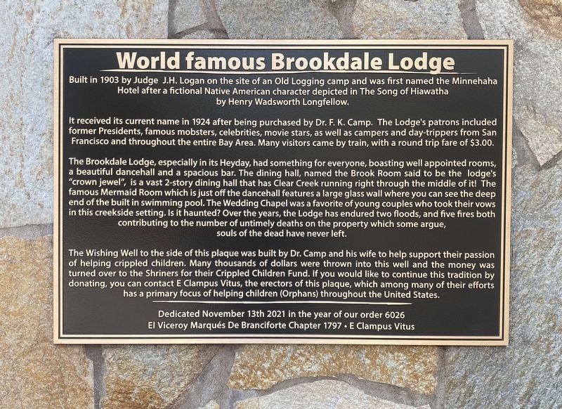 World famous Brookdale Lodge Marker image. Click for full size.