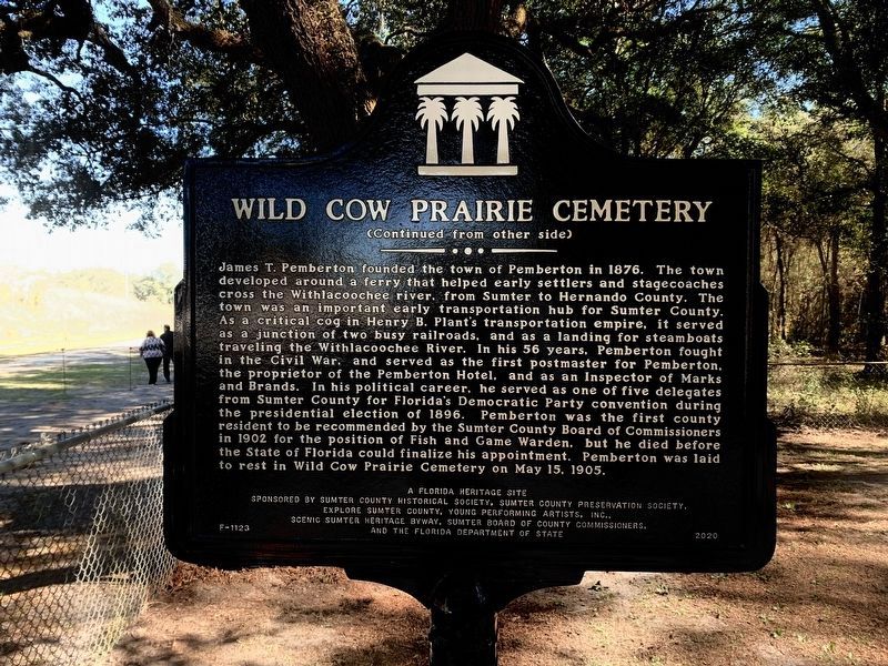 Wild Cow Prairie Cemetery Marker Side 2 image. Click for full size.