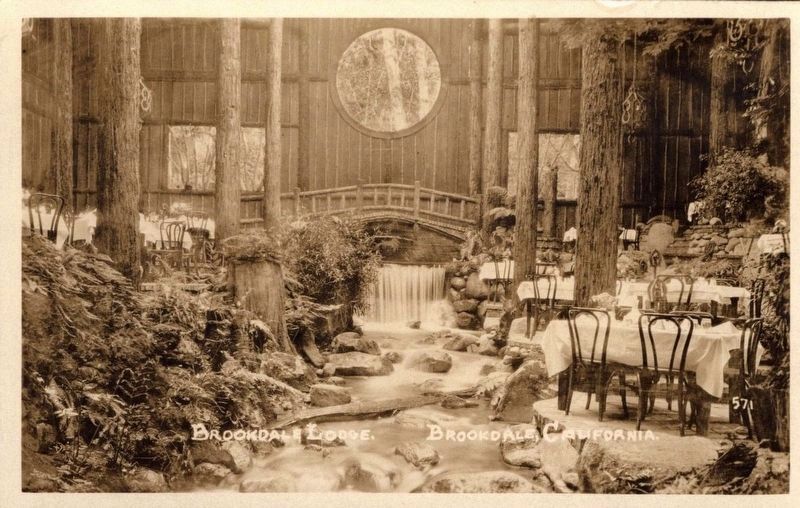 Brookdale Lodge dining room, with Clear Creek running through it. Click for full size. Brookdale Lodge dining room, with Clear Creek running through it image. Click for full size.