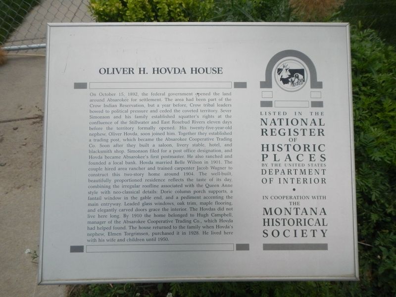 Oliver H. Hovda House Marker image. Click for full size.