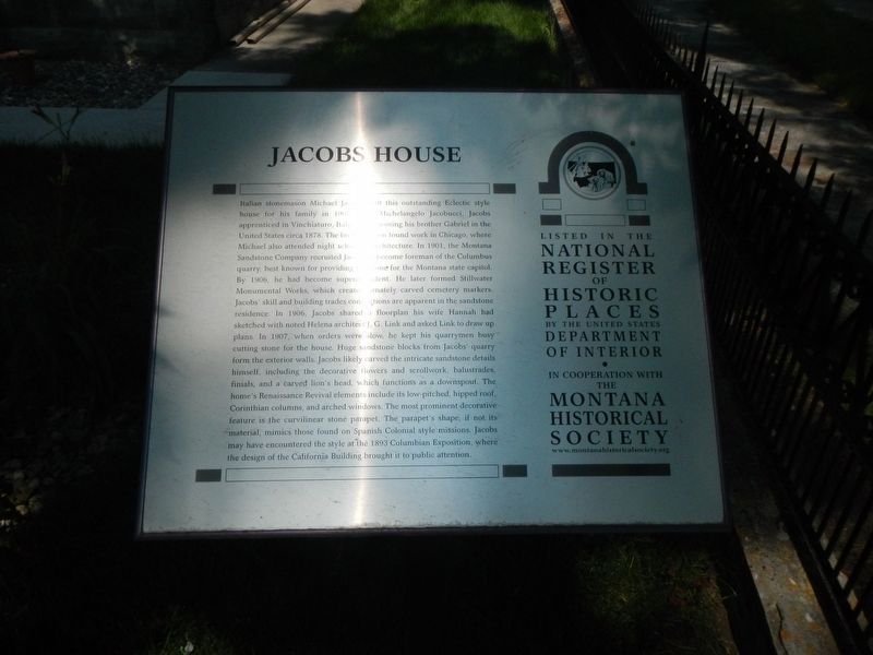 Jacobs House Marker image. Click for full size.