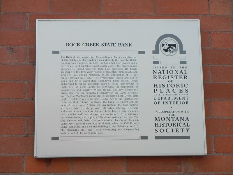 Rock Creek State Bank Marker image. Click for full size.