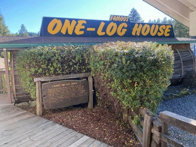 Famous One-Log House Marker - wider view image. Click for full size.