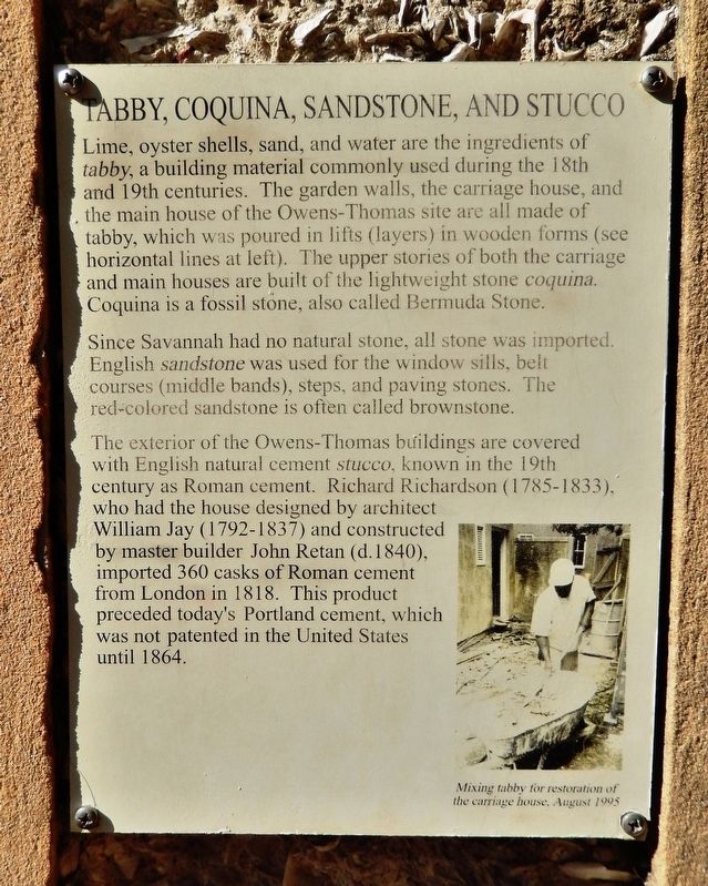 Tabby, Coquina, Sandstone, and Stucco Marker image. Click for full size.