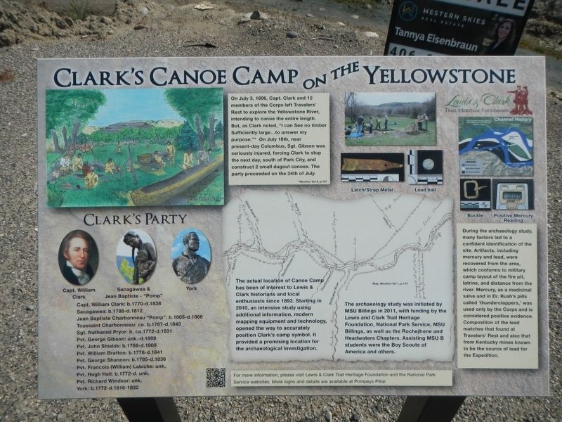 Clark's Canoe Camp on the Yellowstone Marker image. Click for full size.