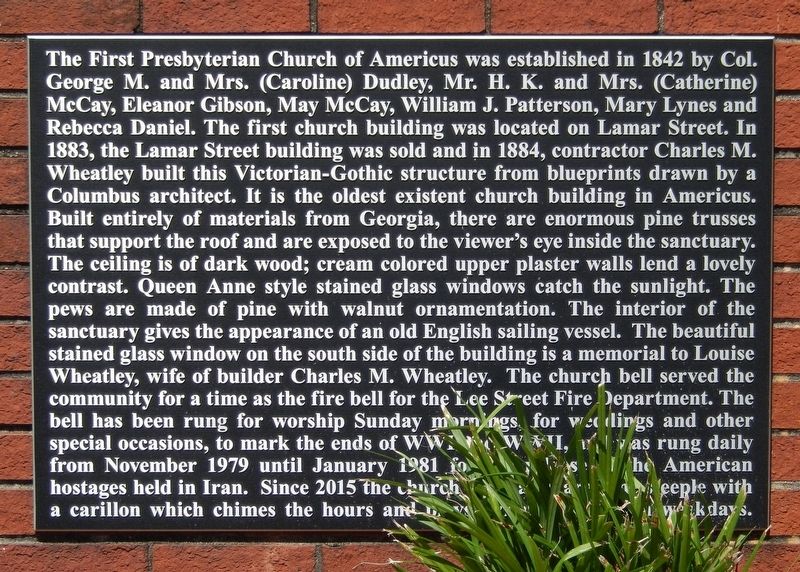 The First Presbyterian Church of Americus Marker image. Click for full size.