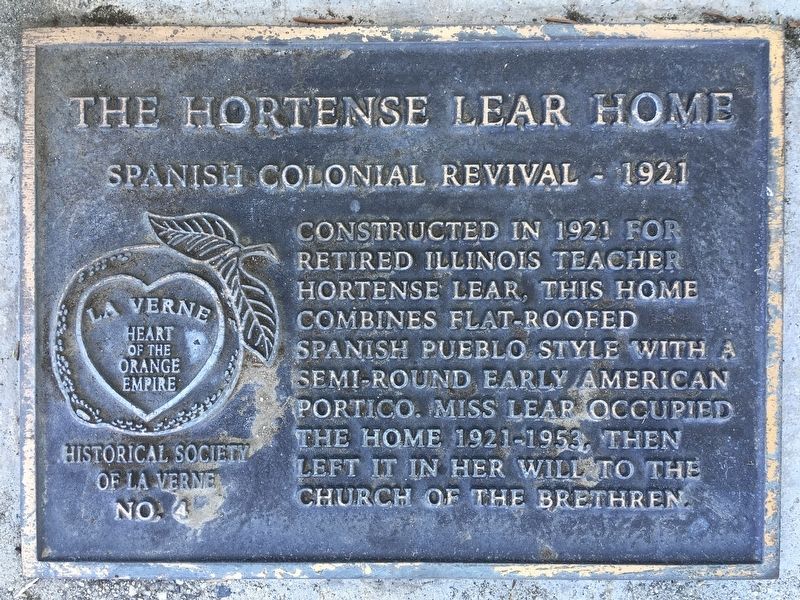 Hortense Lear Home Marker image. Click for full size.