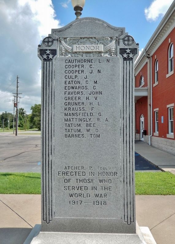 Mississippi County War Memorial<br>(<i>east side</i>) image. Click for full size.