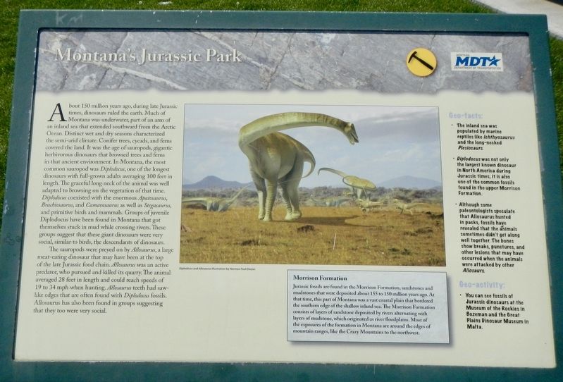 Montana's Jurassic Park Marker image. Click for full size.