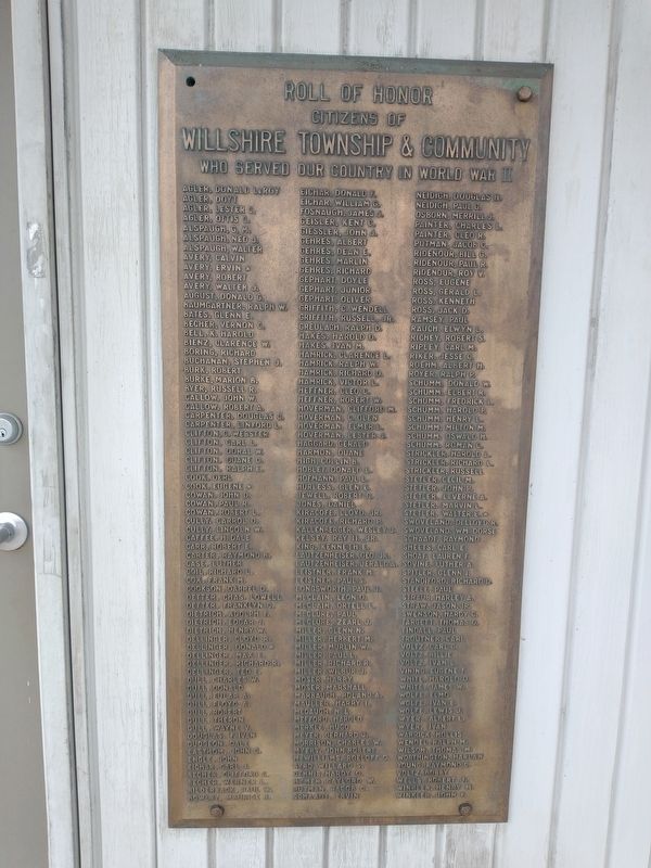 Willshire Township & Community Roll Of Honor Marker image. Click for full size.