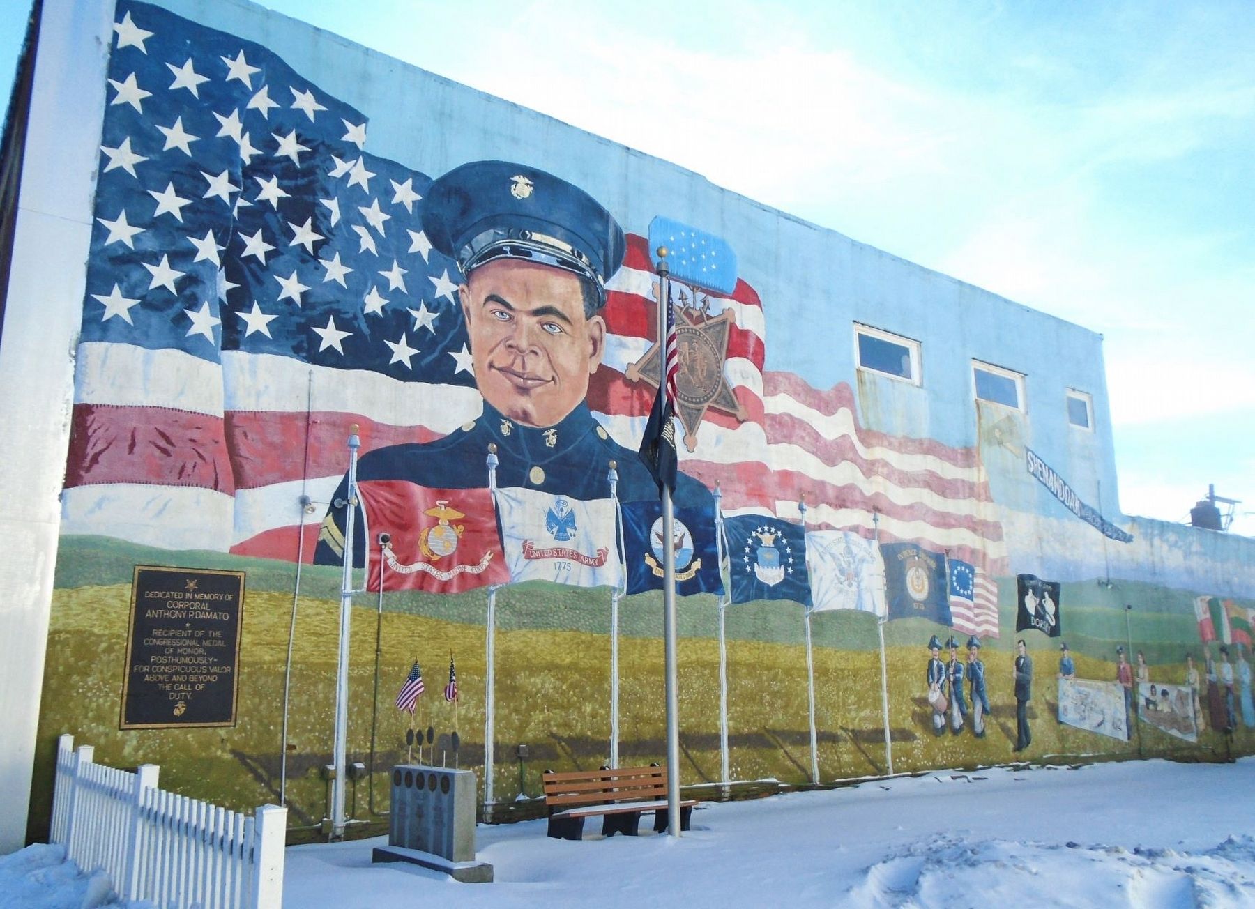 Corporal Anthony P. Damato Mural and Marker image. Click for full size.