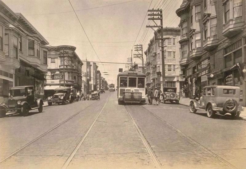 <i>North on Fillmore St. from Haight St.</i> (source image for upper left marker photo) image. Click for full size.