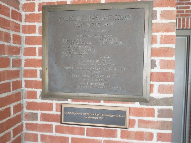Original plaque from Franklin Elementary School Marker. Click for full size. Original plaque from Franklin Elementary School Marker image. Click for full size.