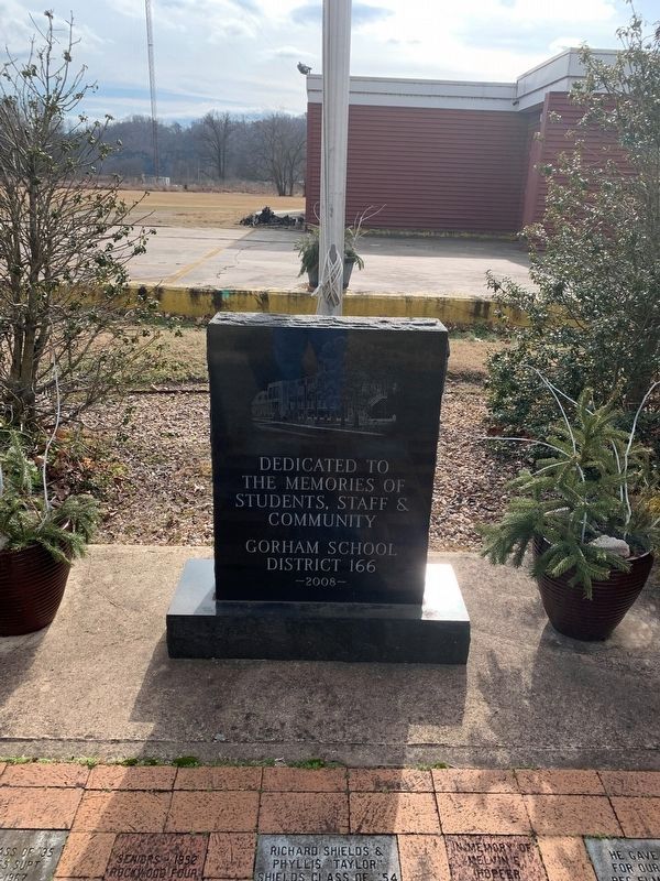 Nearby dedication plaque for students of the school. Click for full size. Nearby dedication plaque for students of the school image. Click for full size.