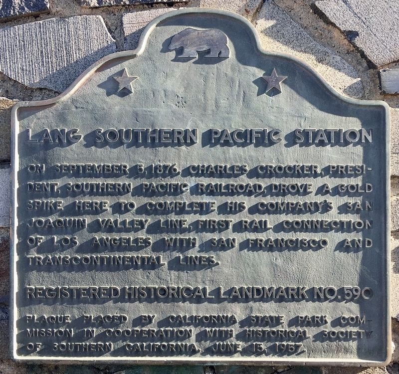 Lang Southern Pacific Station Marker image. Click for full size.
