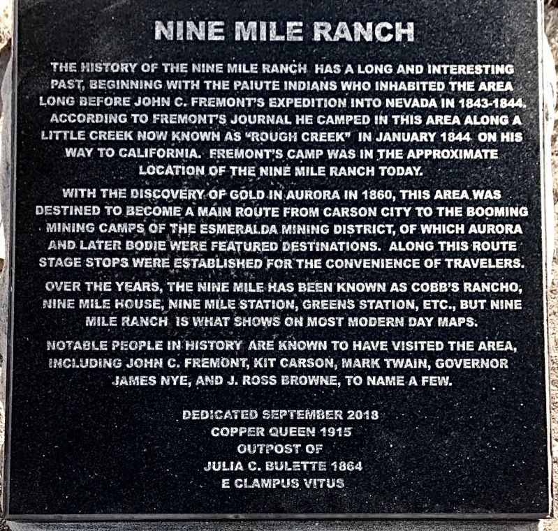 Nine Mile Ranch Marker image. Click for full size.