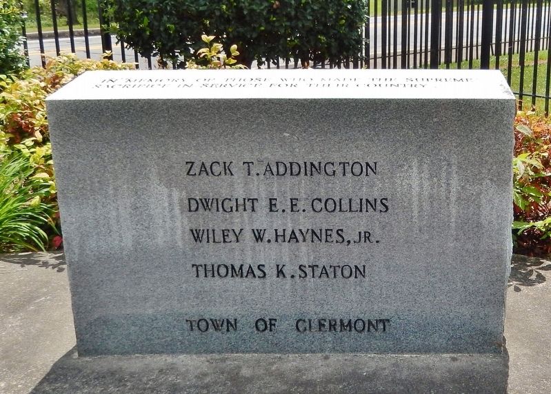 Clermont War Memorial. Click for full size. Clermont War Memorial image. Click for full size.