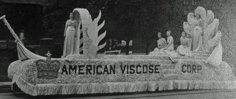 Marker detail: American Viscose Corps Parade Float, 1928 image. Click for full size.