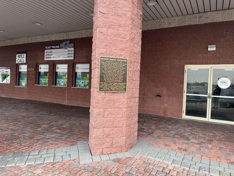 Delaware Stadium Corporation Marker. Click for full size. Delaware Stadium Corporation Marker image. Click for full size.