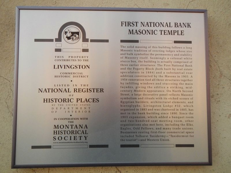 First National Bank / Masonic Temple Marker image. Click for full size.