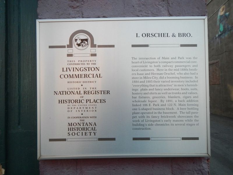 I. Orschel and Bro. Marker. Click for full size. I. Orschel and Bro. Marker image. Click for full size.