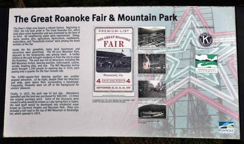 The Great Roanoke Fair & Mountain Park Marker image. Click for full size.