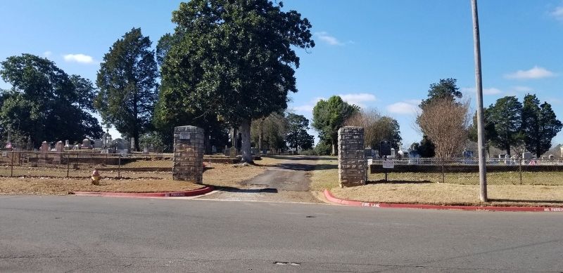 The view of the Greenwood Cemetery and Marker at the cemetery entrance image. Click for full size.