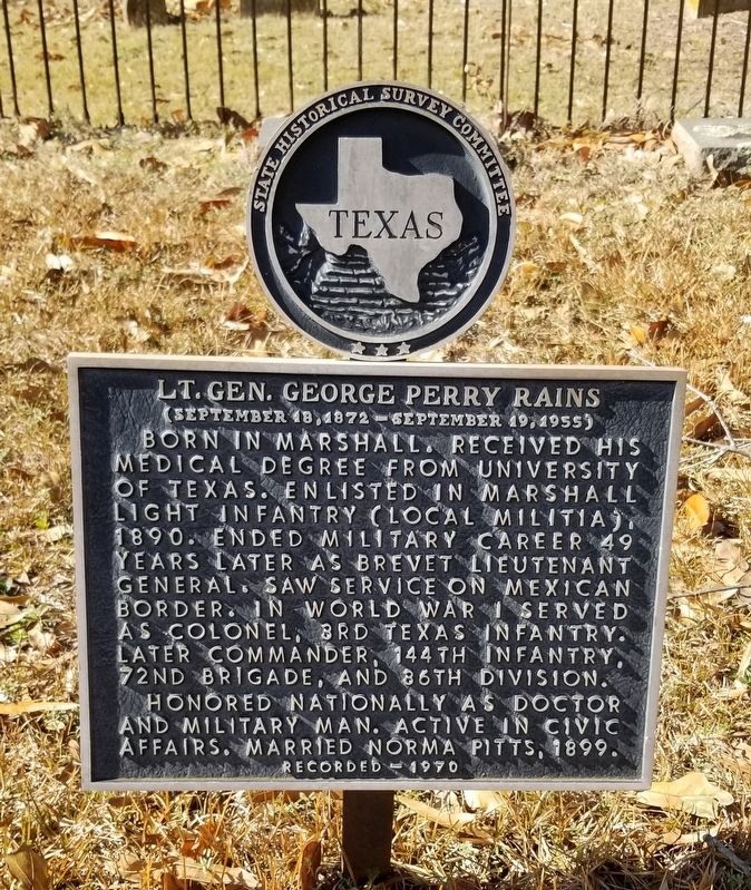 Lt. Gen. George Perry Rains Marker. Click for full size. Lt. Gen. George Perry Rains Marker image. Click for full size.