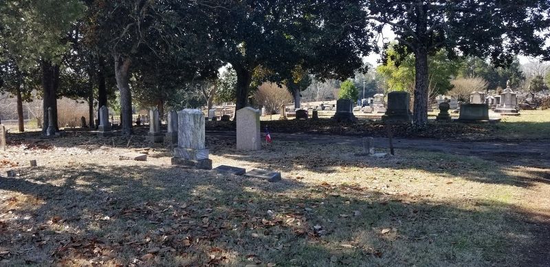 The view of the Alexander Travis Hawthorn Marker in the cemetery image. Click for full size.