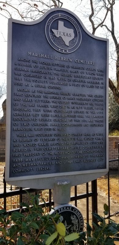 Marshall Hebrew Cemetery Marker. Click for full size. Marshall Hebrew Cemetery Marker image. Click for full size.