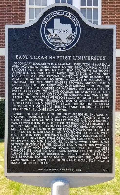 East Texas Baptist University Marker image. Click for full size.