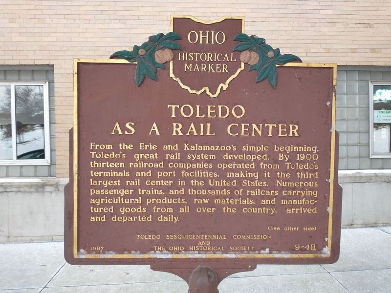 Erie and Kalamazoo Railroad / Toledo as a Rail Center Marker image. Click for full size.
