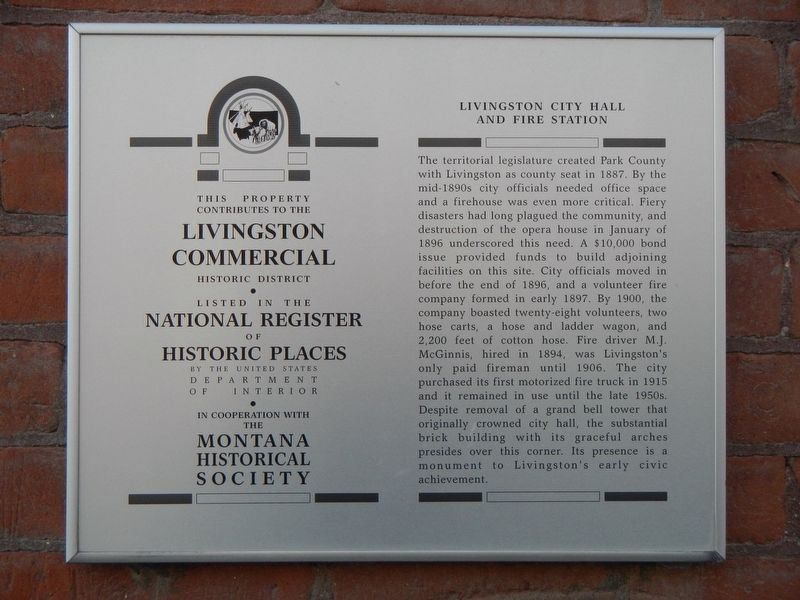 Livingston City Hall and Fire Station Marker image. Click for full size.
