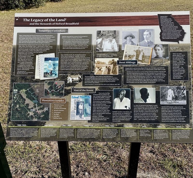 The Legacy of the Land and the Stewards of Hofwyl-Broadfield Marker image. Click for full size.