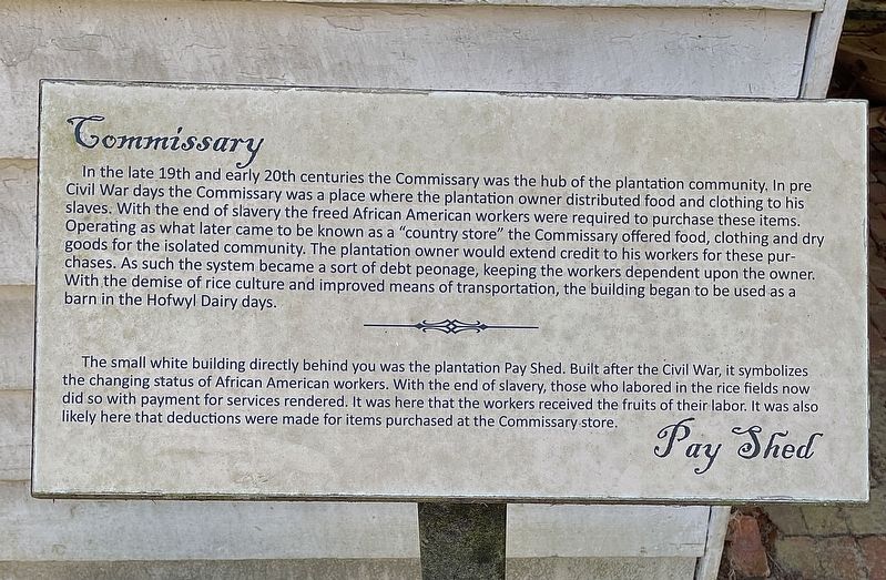 Commissary - Pay Shed Marker image. Click for full size.