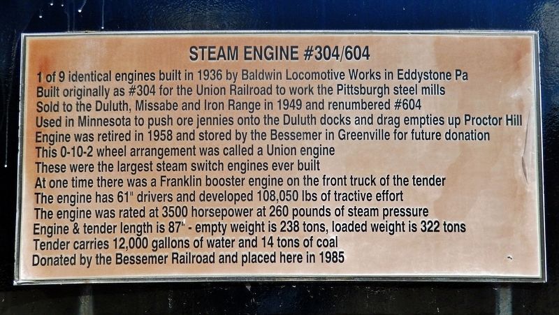 Steam Engine #304/604 Marker image. Click for full size.
