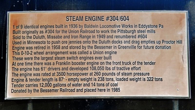 Steam Engine #304/604 Marker image. Click for full size.