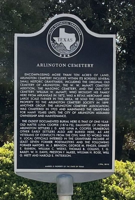 Arlington Cemetery Marker. Click for full size. Arlington Cemetery Marker image. Click for full size.