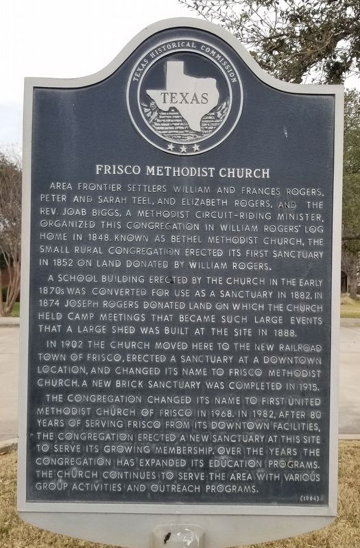 Frisco Methodist Church Marker image. Click for full size.