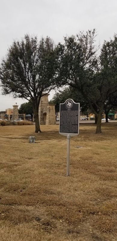 The Site of Lebanon Marker in front of shops along street image. Click for full size.