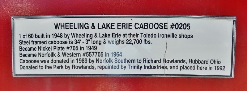 Wheeling & Lake Erie Caboose #0205 Marker image. Click for full size.