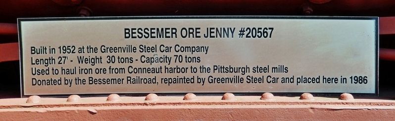Bessemer Ore Jenny #20567 Marker image. Click for full size.