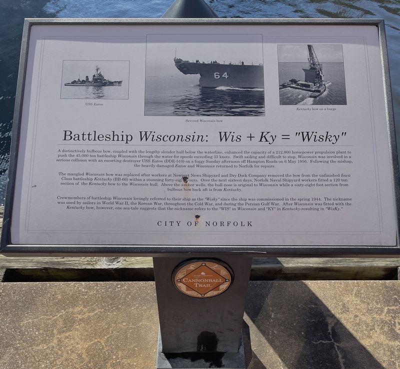 Battleship Wisconsin: Wis + Ky = Wisky Marker image. Click for full size.