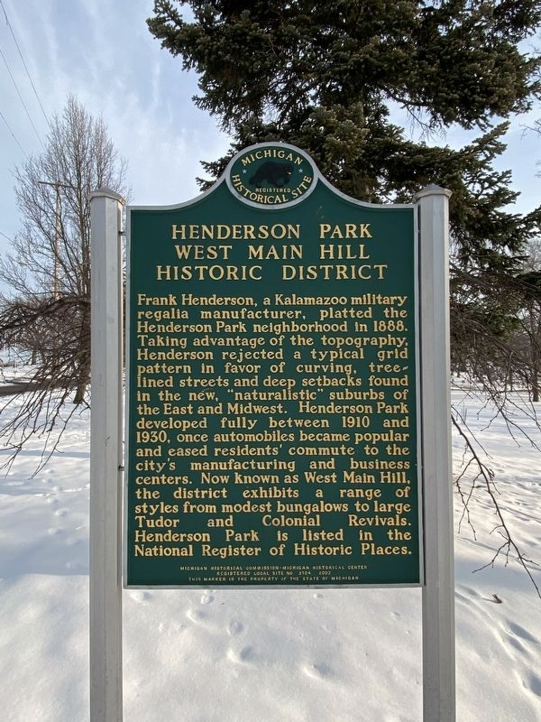 Henderson Park West Main Hill Historic District Marker image. Click for full size.