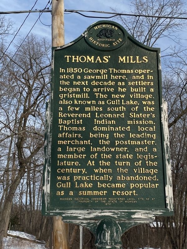 Thomas’ Mills Marker image. Click for full size.