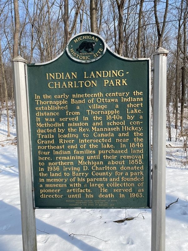 Indian Landing - Charlton Park Marker image. Click for full size.