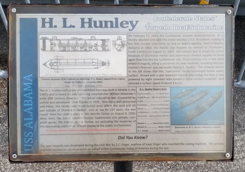 H.L. Hunley Marker image. Click for full size.